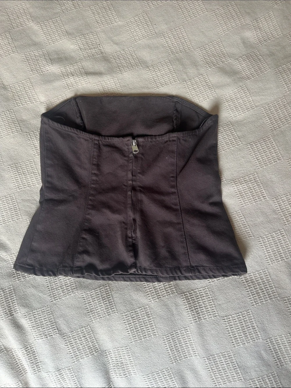 Zara Brown Denim Strapless Top